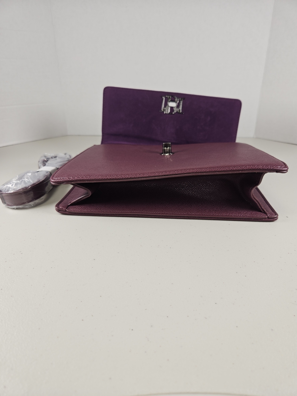 NWT Badgley Mischka Crossbody With Big Chain Plum Studs In The Cover W Letter Lk - Picture 11 of 16